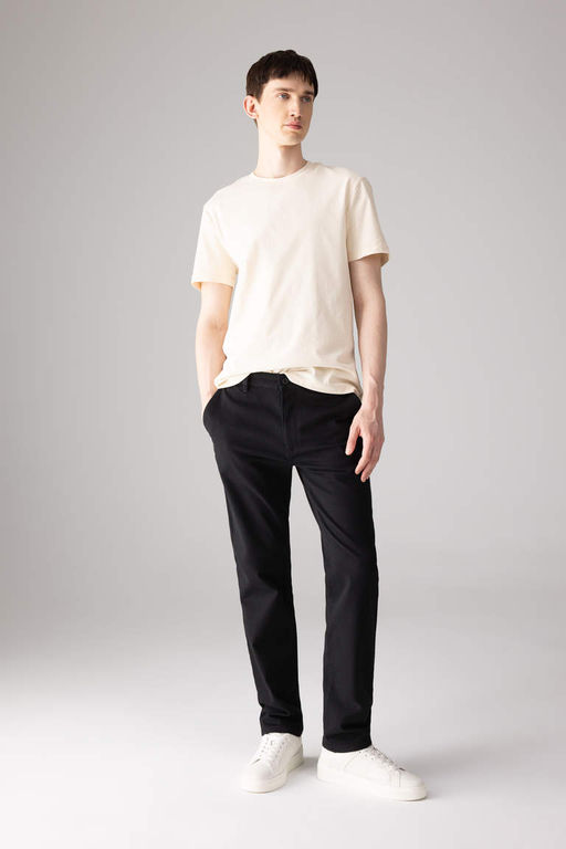 Брюки-чиносы прямого кроя из габардина с карманом на молнии и парусиновой тканью стандартного кроя - Defacto фото 3