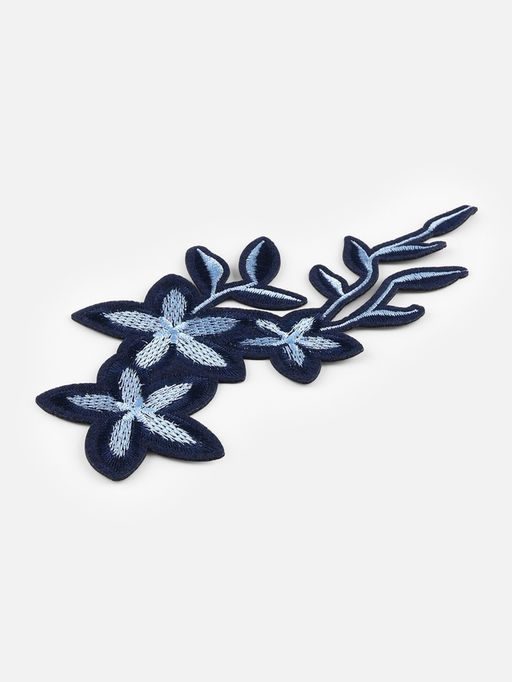 Цена за 5 шт. Термоаппликация Цветы, 20?9 см, серая, синяя