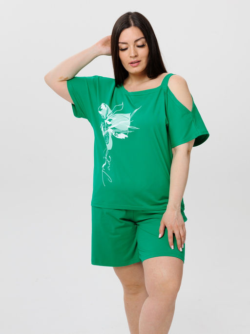Костюм женский К-237 (кулирка с лайкрой) Зелёная - Elenatex фото 21