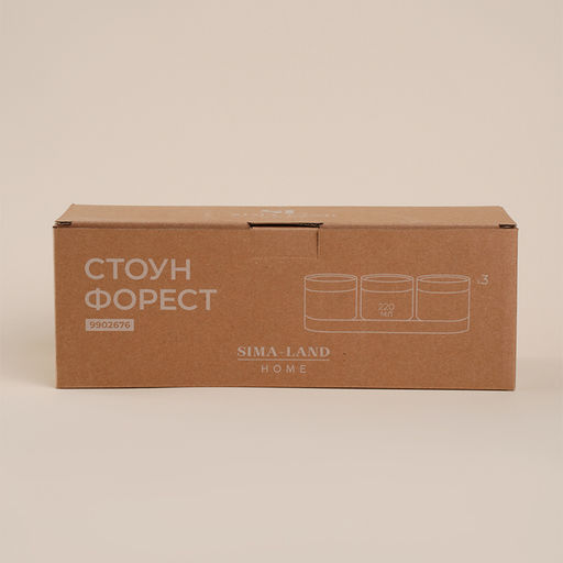 Набор банок для сыпучих продуктов на подставке SL Home «Стоун форест», 4 предмета: 3 банки 220 мл, подставка, керамика