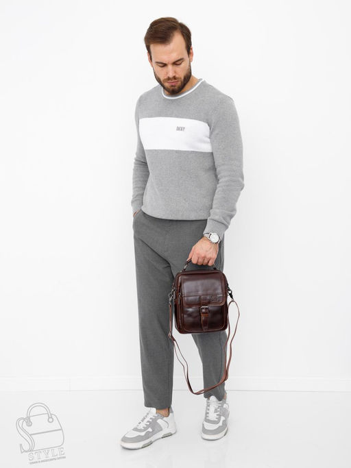 Сумка мужская кожаная 8612S brown Fuzhiniao
