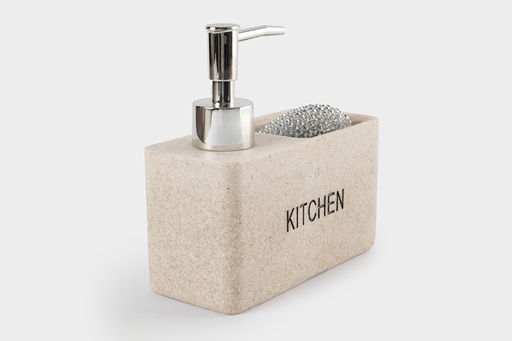 Диспенсер для моющего средства, 160 мл, органайзер, с губкой, полирезин/пластик, бежевый, Stone - Anna lafarg фото 5