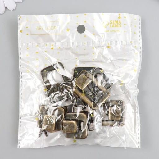 Цена за 2 шт. Замок металл для шкатулки бронза + гвозд. набор 5 шт 3,6х2,5 см