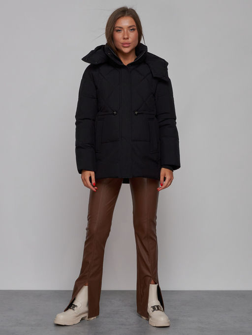 Зимняя женская куртка модная с капюшоном черного цвета 52302Ch - Holdluck фото 2