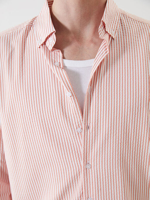 Regular Fit Uzun Kollu ?izgili Erkek G?mlek