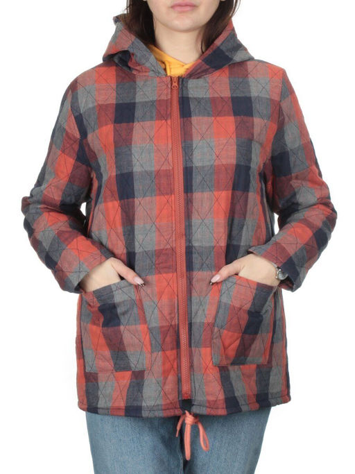 W-128 CORAL/GRAY Куртка демисезонная женская (100% хлопок, синтепон 50 гр.) - Фабричный китай фото 2
