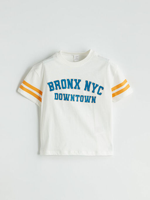 Bisiklet Yaka Bask?l? Erkek ?ocuk Ti??rt