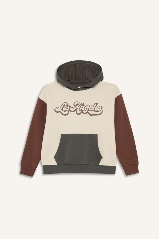Oversize Kap__onlu Pamuklu Bask_l_ Sweatshirt Erkek _ocuk - Defacto фото 6