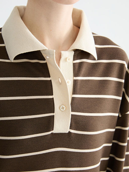 G?mlek Yaka ?izgili Elbise