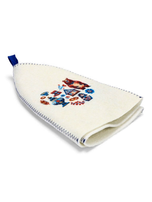 Шапка для бани с принтом "Русские традиции", белая