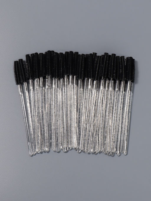 Щёточки для бровей и ресниц, силиконовые, набор - 50 шт., 10.5 см, чёрная, прозрачная