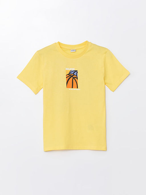 Bisiklet Yaka Bask?l? K?sa Kollu Erkek ?ocuk Ti??rt