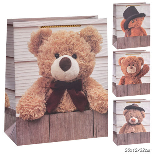 Цена за 12 шт. Пакет подарочный 26x32x12см Мишка / 5302L /уп 12/384/