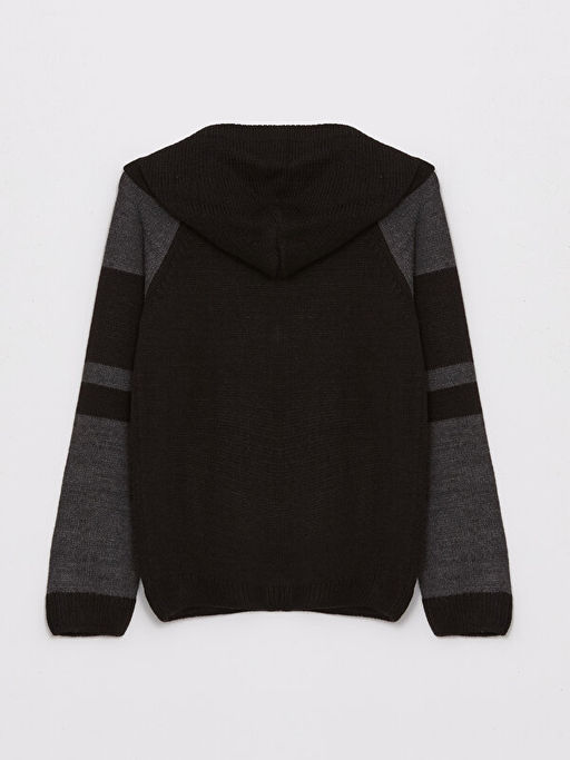 Kap??onlu Renk Bloklu Uzun Kollu Erkek ?ocuk Triko H?rka