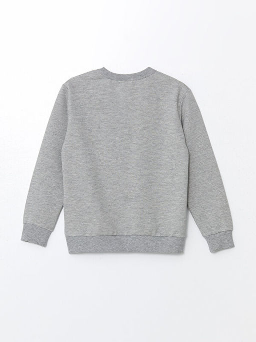 Bisiklet Yaka Bask?l? Uzun Kollu Erkek ?ocuk Sweatshirt