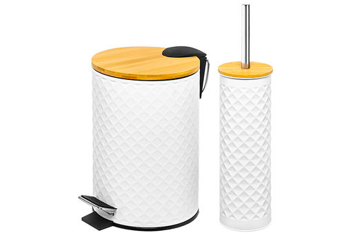 Набор - ведро с педалью 3 л 20*17*25 см + Держатель с ершиком 9,5*9,5*38 см Белый, металл - Elan gallery фото 3