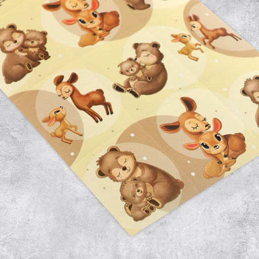 Цена за 10 шт. Наклейки детские бумажные «Олень и медвежонок», c раскраской на обороте, 10×14 см