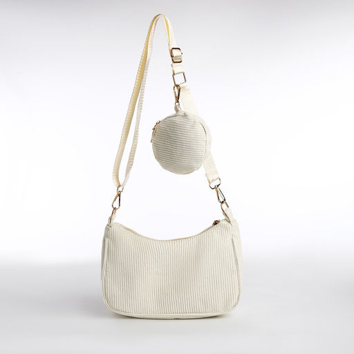 Сумка-багет на молнии, цвет молочный - Nazamok фото 3