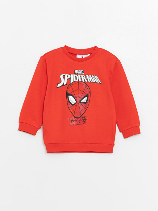 Bisiklet Yaka Spiderman Bask?l? Erkek Bebek Sweatshirt ve E?ofman Alt 2li Tak?m - Waikiki фото 2