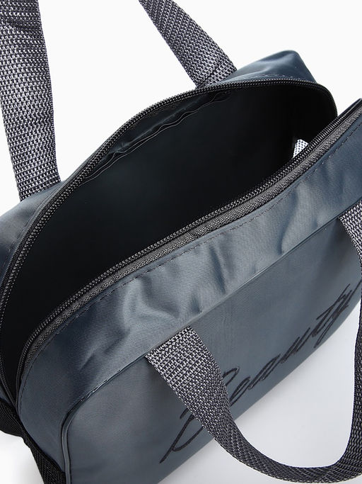 Косметичка - сумочка на молнии с сеткой, с ручками, с вышивкой, серая - Simaland фото 3