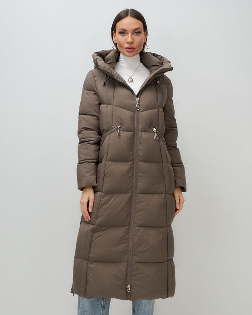 Пальто зимнее Visdeer 7729SK женское утепленное 240 г/м² светло-коричневое  фото 9