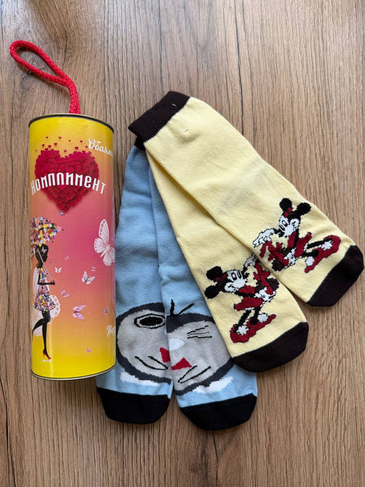 BK803 Носки в подарочной коробке, 2 пары МУЛЬТИЦВЕТ