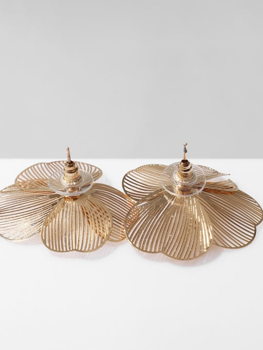 Серьги с жемчугом Цветы лёгкие, цвет белый в золоте