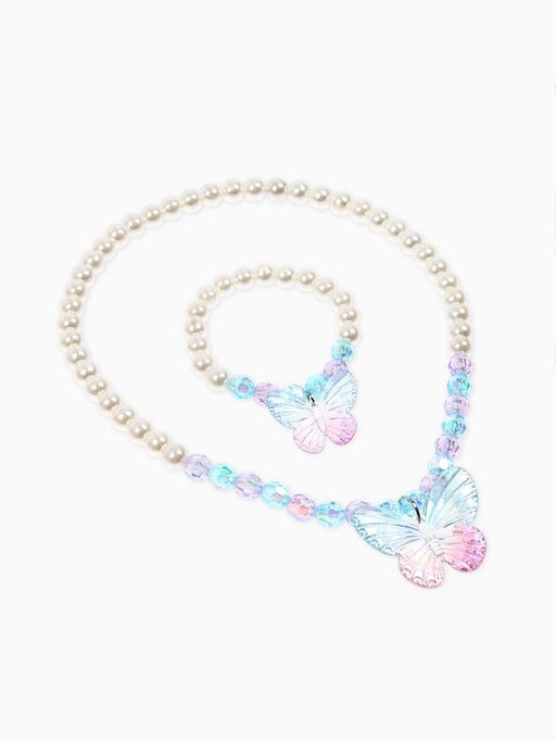 Набор детский «Выбражулька» 4 предмета: бусы, браслет d=6 см, клипсы, кольцо, бабочка