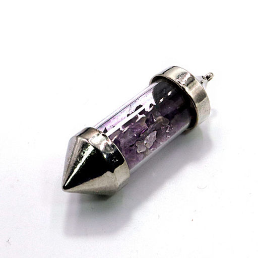 Кулон бутылочка желаний 5см в форме кристалла с камнями Аметист ЛЮБОВЬ ВЕРНОСТЬ СЧАСТЬЕ