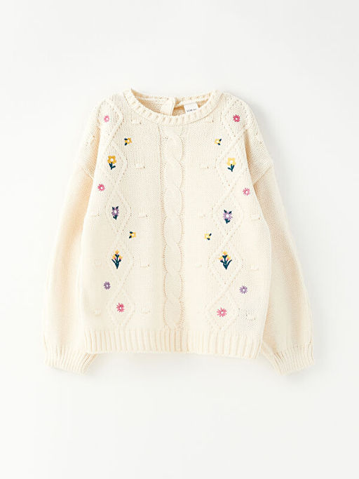 Bisiklet Yaka Uzun Kollu Nak?? Detayl? K?z Bebek Triko Kazak ve Tayt 2li Tak?m - Waikiki фото 2