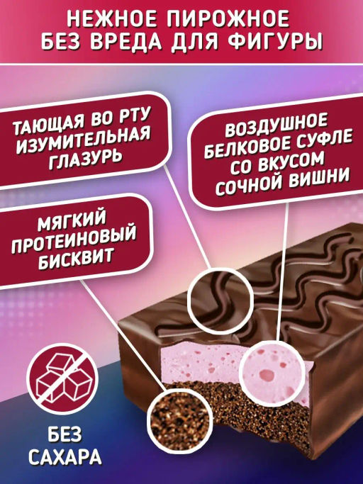 Изделие кондитерское Protein Cake со вкусом вишни 50гр марки Ё|батон - Ебатон фото 2