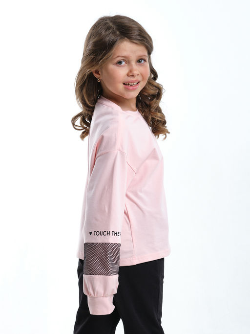 Лонгслив для девочки с принтом UD 7897 крем-розовый - Mini maxi фото 14