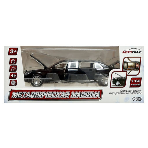 Машинка металлическая «Лимузин», 1:24, открываются двери, капот, багажник, цвет чёрный