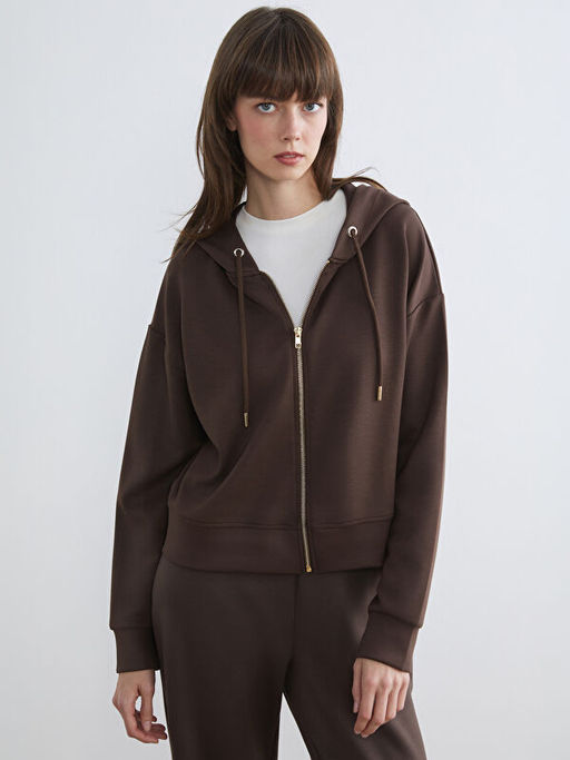 Kap??onlu Kad?n Fermuarl? Sweatshirt