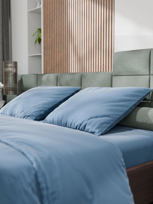 Постельное бельё евро «Этель», тенсель, серо-голубое