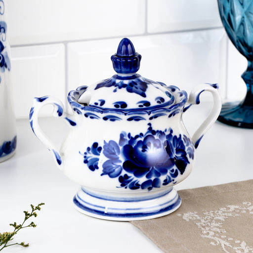 Сахарница фарфор гжель «Елена», 13×10×16 см