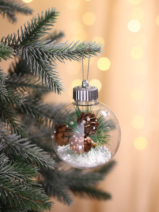 Ёлочные игрушки Льдинка - шишки, шары новогодние, d=8 см, набор 6 шт., прозрачный - Зимнее волшебство фото 7