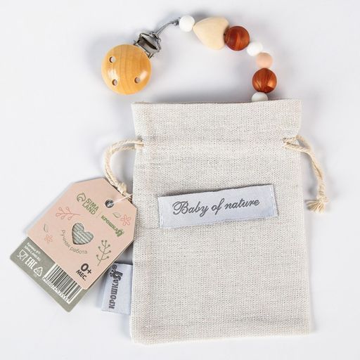 Держатель для соски - пустышки силиконовый Baby of nature, цвет бежевый/коричневый - Крошка я фото 6