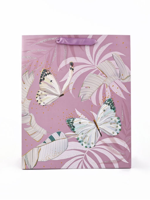 Пакет ламинированный Цветы, глиттер, 26?12.5?32 см