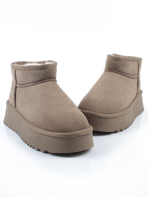 04-PF8520-6 KHAKI Угги женские (натуральная замша, 100% шерсть)
