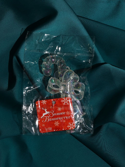 Цена за 2 шт. Ёлочная игрушка Зимнее волшебство. Льдинка леденец, 115 см, перелив прозрачный  фото 11