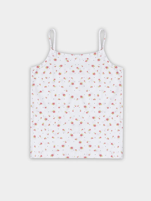 Топ для девочек белый с цветочным принтом