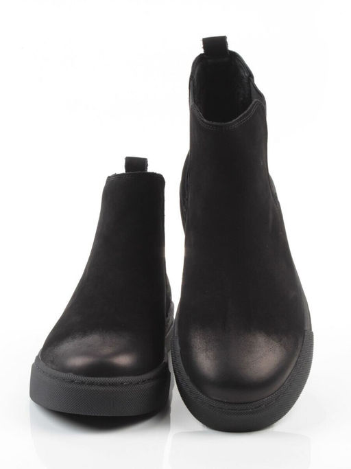 05-X30311A-1 BLACK Ботинки демисезонные мужские (натуральная кожа, байка)