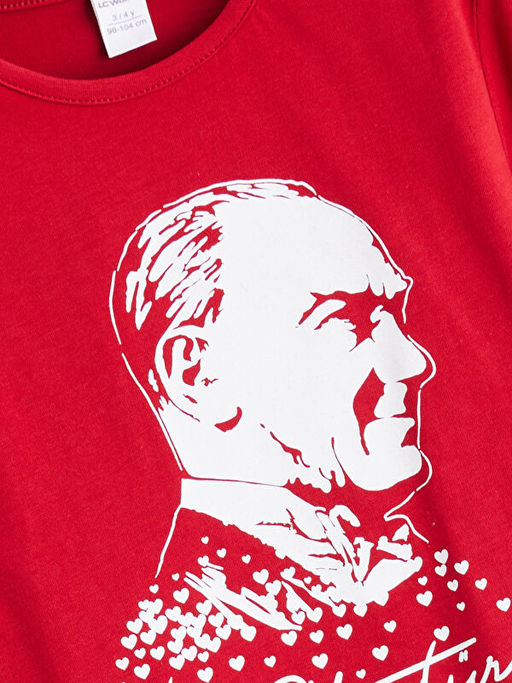 Bisiklet Yaka Atat?rk Bask?l? K?z ?ocuk Ti??rt