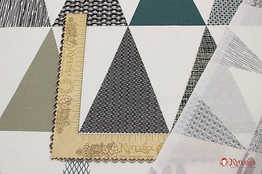 Мерный лоскут(ткань в отрезах)- Поплин Крупный треугольный пэчворк, ш.2.2м, хлопок-100%, 115гр/м - Купава фото 3