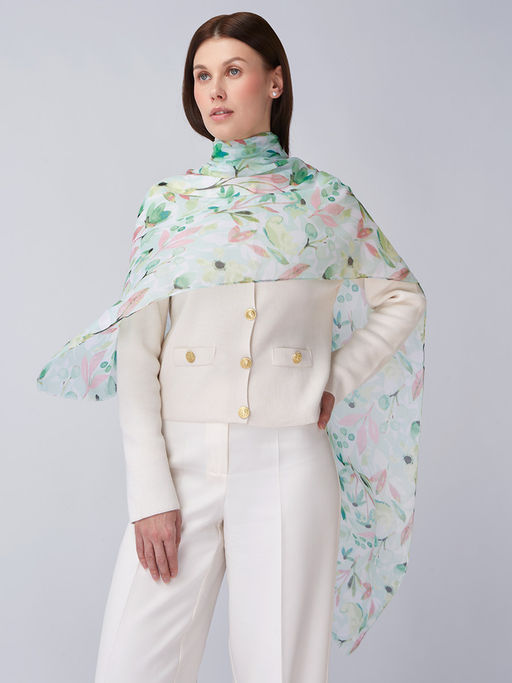 Большой, мягкий, тонкий и очень нежный двусторонний палантин с рисунком - Tantino фото 4