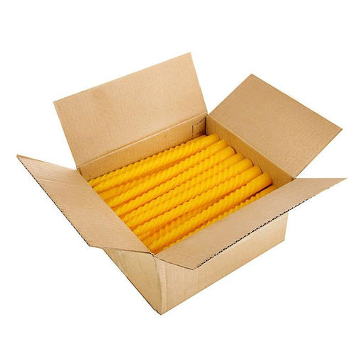 Цена за 6 шт. Свеча витая, 2,2х 25  см, лакированная жёлтая