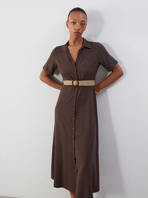 Keten Kar???ml? G?mlek Elbise