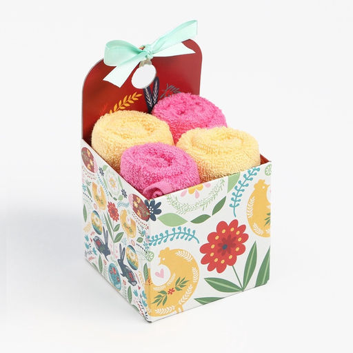 Салфетки махровые декоративные Этель, 4 шт., 30?30 см, хлопок 100%, жёлтые/розовые