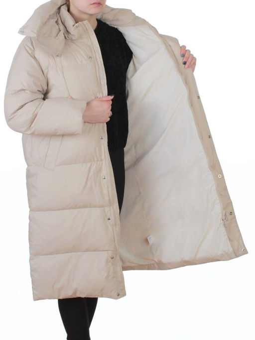 3063 BEIGE Пальто пуховое женское оверсайз (утиный пух) - Fashion фото 7